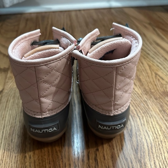 Nautica Duck Boots Rain Boots Quilted Pink Grey Gum Sz 6 like new condition - Picture 2 of 4
